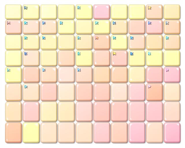 Minesweeper grid of tiles with flags