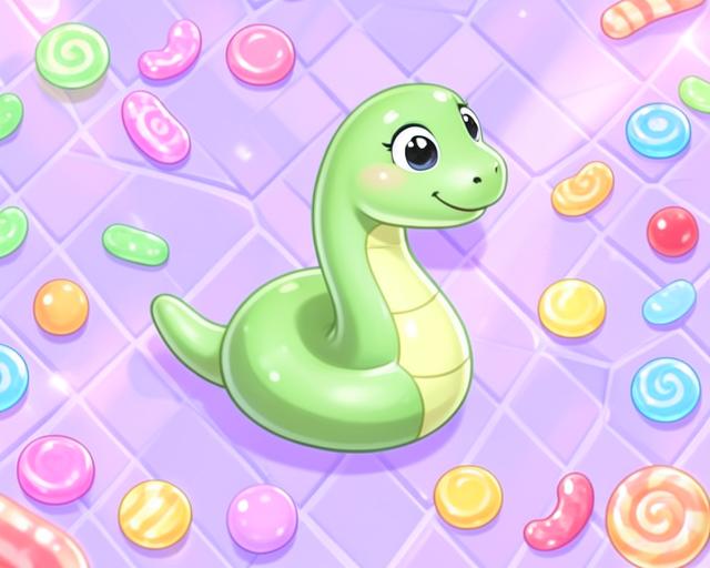 Friendly cartoon snake on a grid